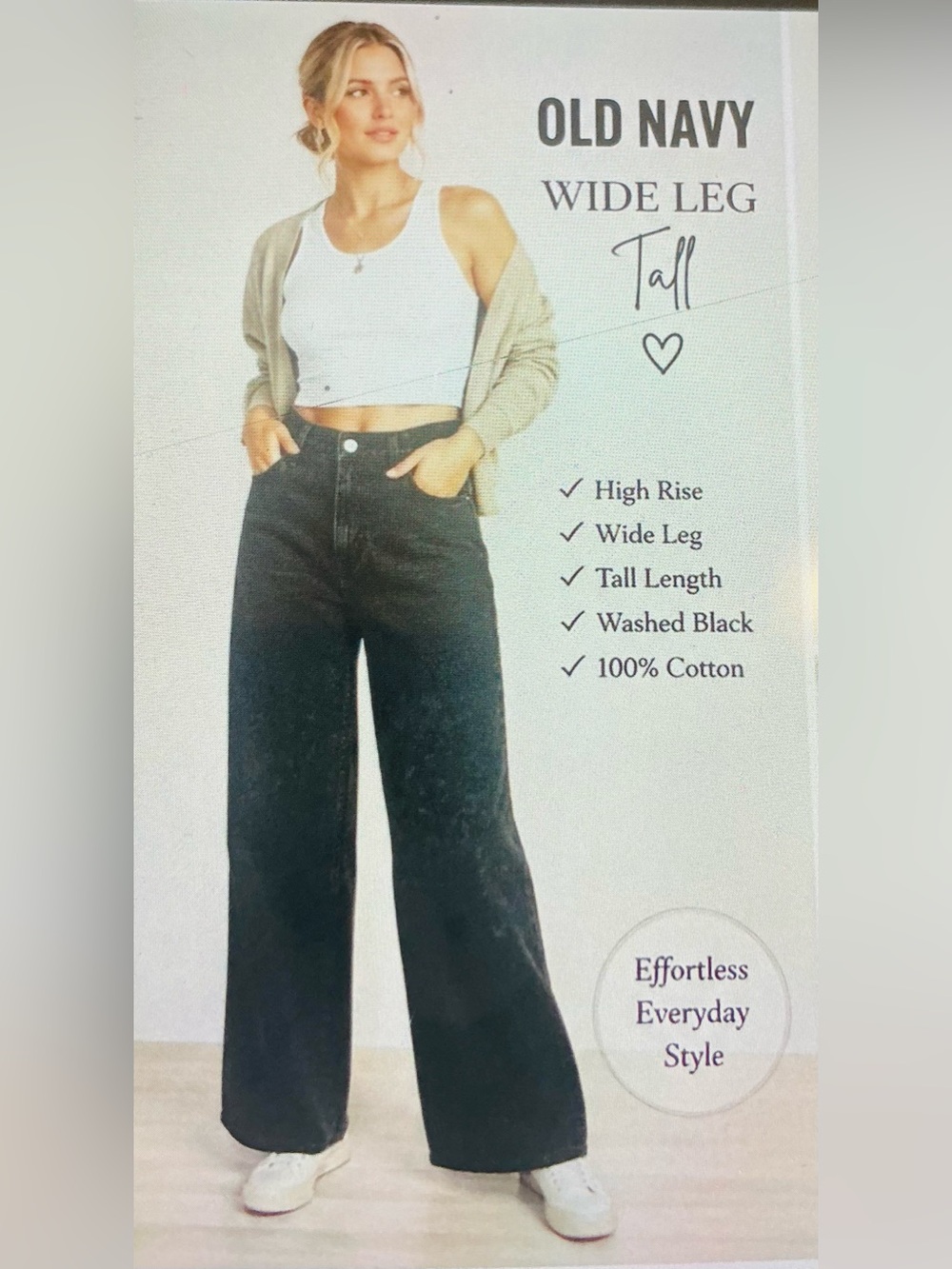 OLD NAVY HIGH RISE WIDE LEG WASHED BLACK SIZE 10